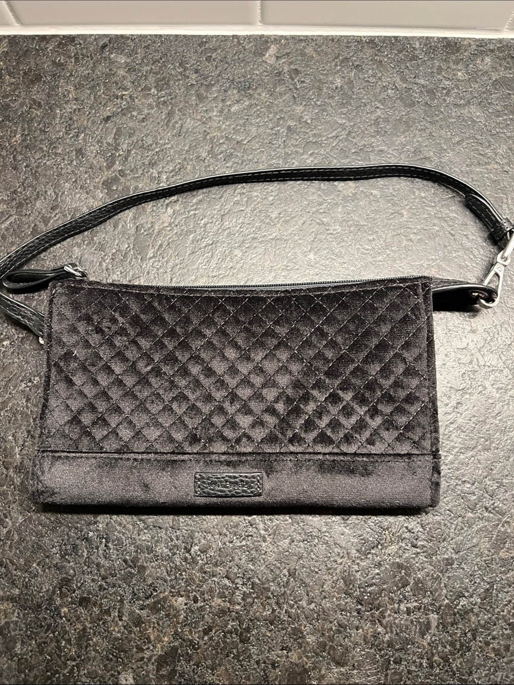 Vera Bradley Quilted Black Velvet Wristlet new purse bag